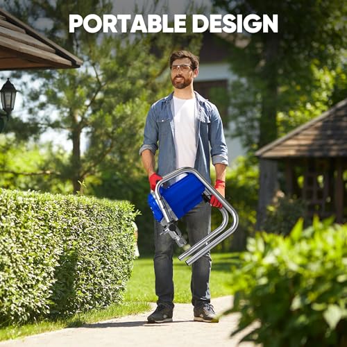 POXURIO 1200W Airless Paint Sprayer, 3300PSI High Efficiency Electric Paint Sprayer with Extension Rod, Thinning-Free Stand Airless Sprayer for Home Exterior and Interior, Garage, Deck, Furniture - Thumbnail 7
