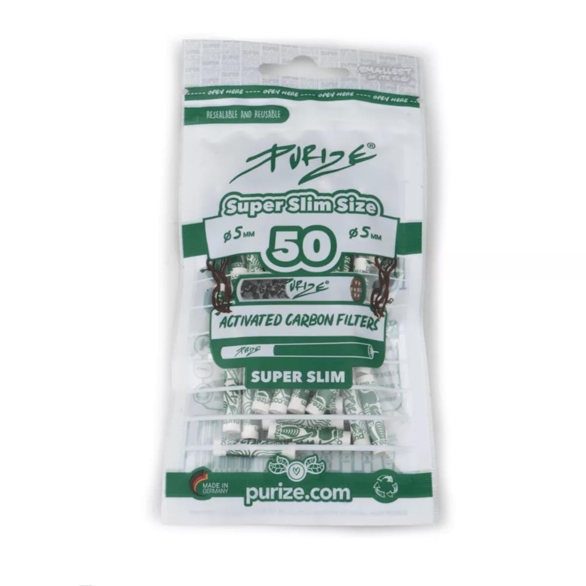 PURIZE® Activated Carbon Filter Bags | 50 Super Slim Size