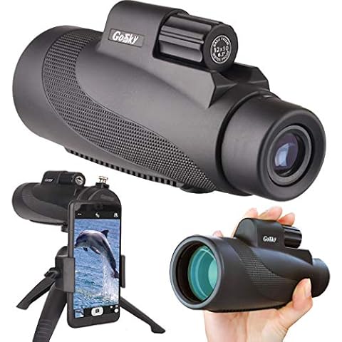 Gosky 12X50 High Power Prism Monocular Smartphone Holder and Handheld Tripod Kit- Waterproof/Fog-Proof/Shockproof Grip Scope -for Hiking,Hunting,Climbing,Birdwatching Watching Wildlife and Scenery Cover