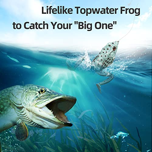RUNCL Topwater Frog Lures 5PCS, Durable Lifelike Silicone Bass Bait, Floating Realistic Frog Lures Kit for Freshwater Saltwater, Topwater Fishing Lures for Pike Snakehead Salmon Trout Catfish - Image 7