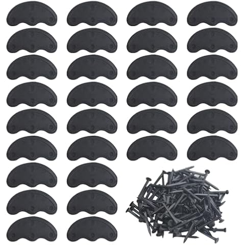 TOVOT 30pcs Heel Plates Black Heel Taps Rubber Tips Sole Heel Repair Pad Replacement with Nails(1.77" x 0.78"x 0.15") Cover