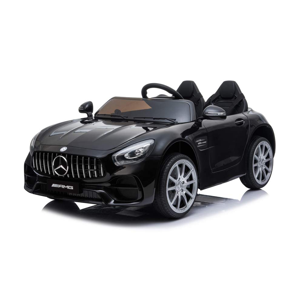 Kids Ride on Car with 2 Seater, Mercedes Benz AMG GTR Electric Kid Cars with Remote Control, 12V Battery Powered, 3 Speed, Music, LED Lights, Wheels Suspension, Horn (Black) (Black)