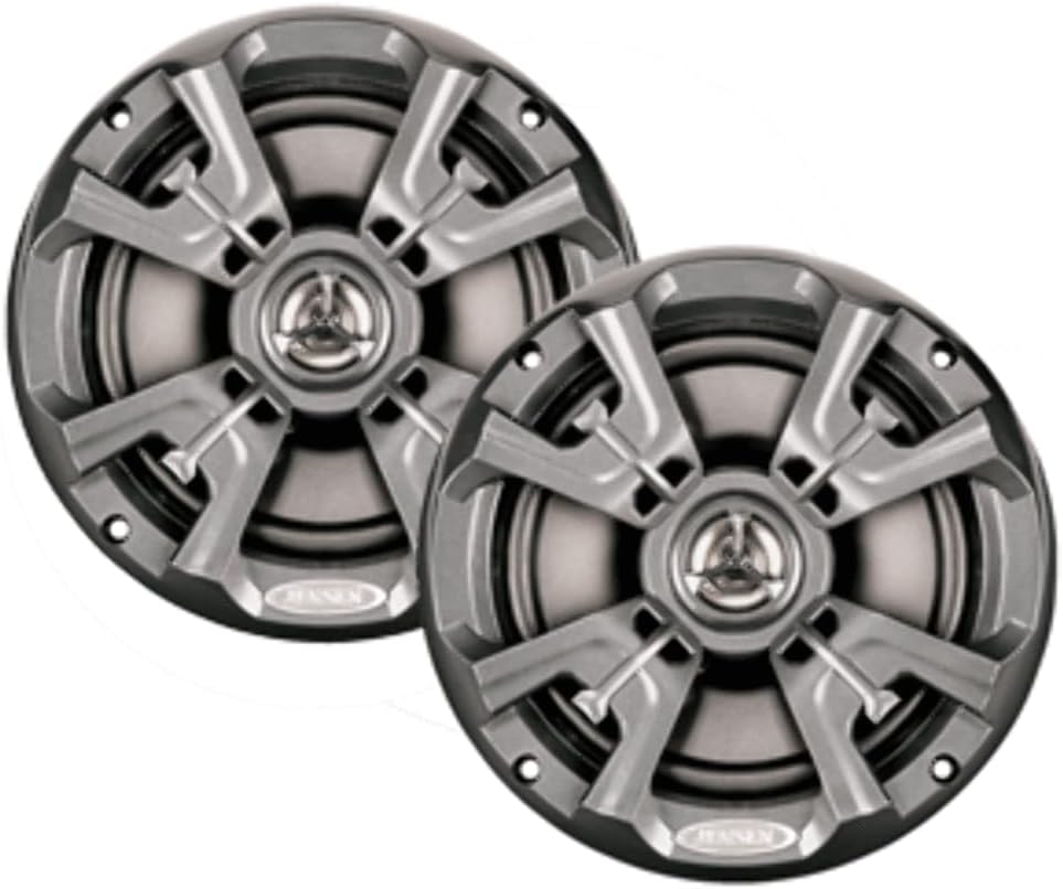 Jensen MSX60RVR Marine Speakers 6.5" Coaxial Speaker, Completely Waterproof With UV Resistant Materials To Withstand the Outdoor Elements, Sold as Pair, Graphite Gray