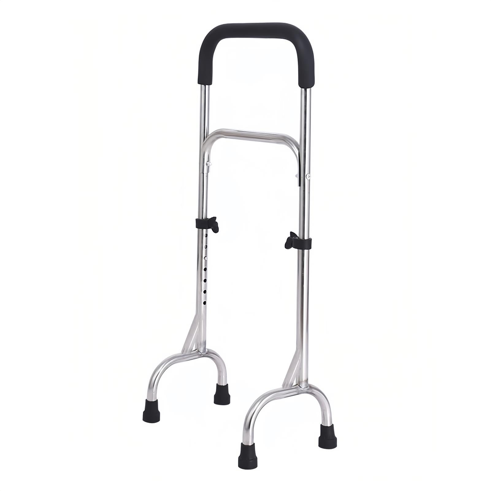 Bastón ajustable de cuatro patas, soporte estable de cuatro patas, ayuda de movilidad de acero inoxidable ligero con agarre cómodo para personas mayores