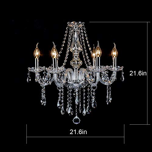Image of Candle Shape Crystal Lamp Ceiling Light Fixture Pendant Chandelier 21 X 21 inch 6 Bulbs