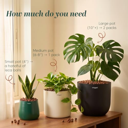 Image of Kyari LECA Balls for Plants 1.8 Kg / 6 Liter - Clay Balls for Indoor Plants, Hydroponics & Soilless Gardening - 8-15 mm Lightweight Clay Pebbles for Aeration & Drainage - 100% Natural