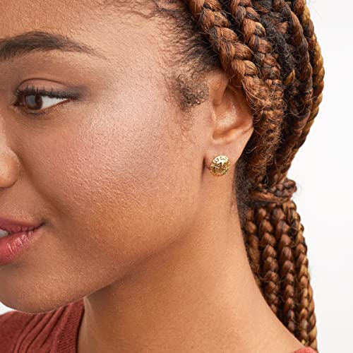 MORGAN & PAIGE .925 Sterling Silver 18K Gold Plated Greek Key Mythology Stud Earrings for Women - Laser Cut Round Greek Pattern Lightweight Jewelry, Hypoallergenic Sterling Silver Earrings2