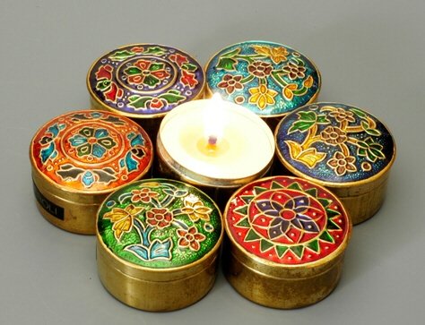 Medium Cloissonne Highly Scented Candles - Set of 7 - Song of India (RExpo)