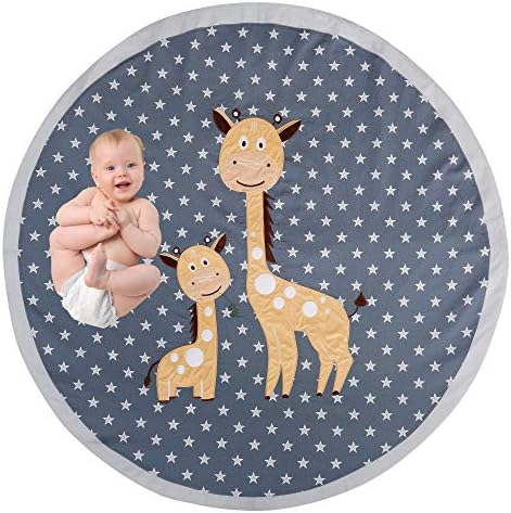 OBERLUX Baby Play Mat Memory Foam - Play Mat for Baby, Machine Washable, 49 inches-Large Non Slip Floor Mat, Playroom Decor, Baby Crawling Mat, Tummy Time Mat, Jungle Animal Safari Theme Baby Mat.