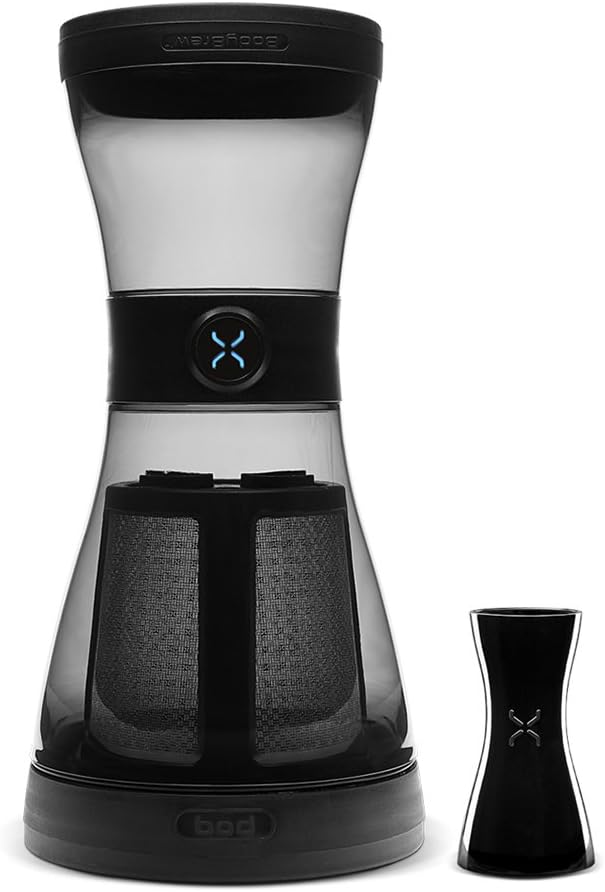BOD Cold Brew Coffee System by BodyBrew - 24oz Shatter-proof & Spillproof Design - BPA Free - Stainless Steel Filter - Dishwasher Safe - Shadow