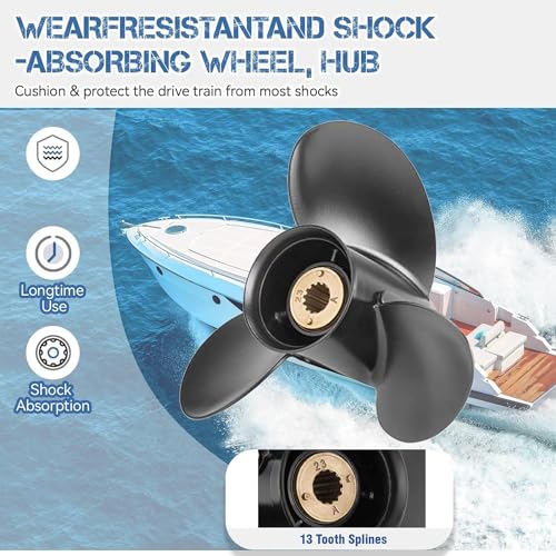 Image of Upgrade OEM 13 Spline Tooth Aluminum Outboard Boat Propeller for Mercury Motos 30 /35 /40 /45 /50 /55 /60 /70HP, Rh