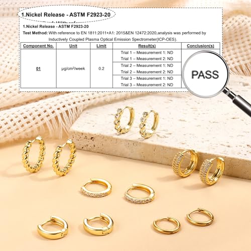 YADOCA Chunky Gold Hoop Earrings Set for Women 18K Gold Filled Huggie Hoops Earrings Hypoallergenic Thick Lightweight Small Silver Hoop Earring Jewelry for Gifts4