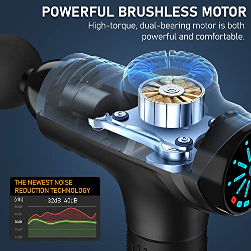 RAEMAO Massage Gun Deep Tissue, Back Massage Gun for Athletes for Pain Relief Attaching 10 PCS Specialized Replacement Heads, Percussion Massager with 10 Speeds & LED Screen, Black - Image 4