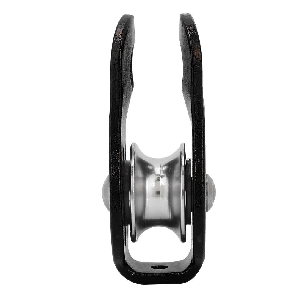 Poulie Escalade, Poulie De Renvoi De 26 KN en Alliage D'aluminium Simple Corde Poulie pour L'extérieur des Escalade Rappel 12 mm, Noir
