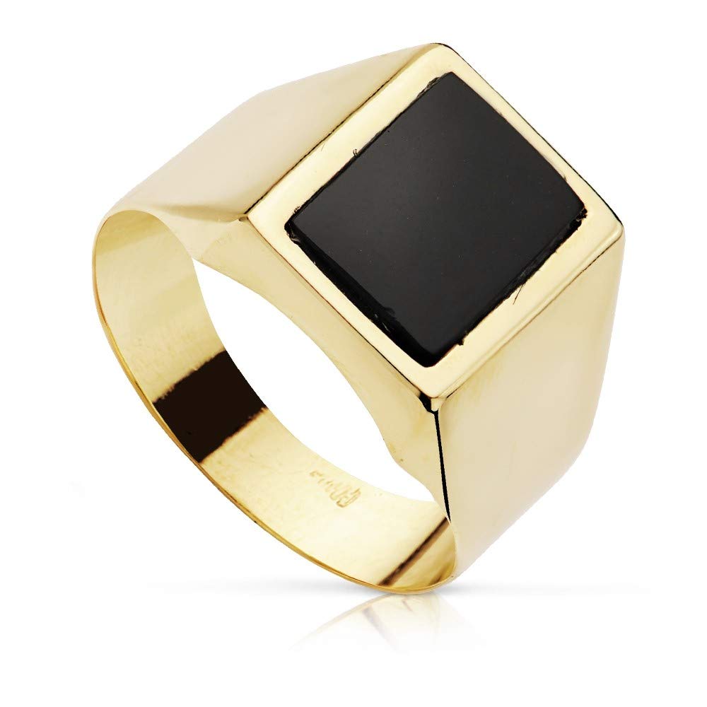 Inmaculada Romero IR Sello oro 18k hombre centro onix canto vivo 10x8mm. cuadrado [AC0176]