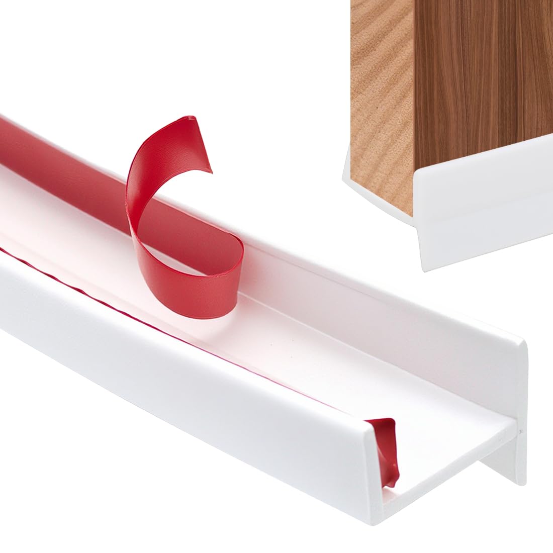 RANJIMA 5M Perfil de zócalo Perfil de embellecedor de zócalo para 18mm 19mm de espesor de madera, tira de zócalo de cocina Blanca Perfil de sellado de zócalo de cocina con labio de sellado para zócalo