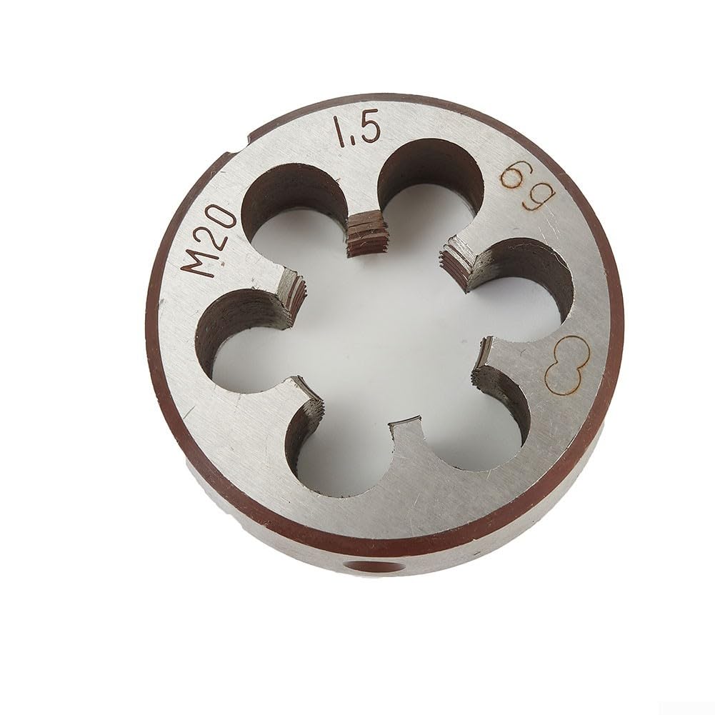 Zestaw gwintowników i narzynek, gwintowniki i narzynki do gwintów okrągłych, zestaw gwintowników ze stali szybkotnącej, gwint metryczny prawy M20 x 1,5 mm, srebrny
