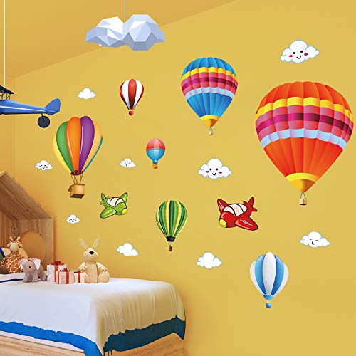 Vinilos decorativos 3D globo y nubes para habitación infantil miniatura 4
