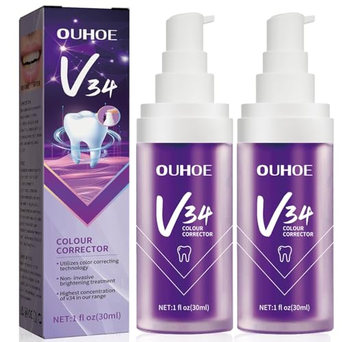 2 Piezas Pastas de Dientes Morada Blanquear,Pasta de Dientes Morada,pasta Dental para Blanquear diente,Elimina Manchas Eficaz,Cuidado Dental suave y una Sonrisa Radiante