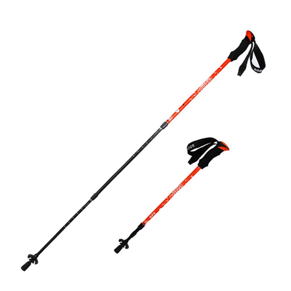 Kije do trekkingu Nordic Walking, 2 sztuki z systemem mocującym 7075 ze stopu aluminium 3LS, z antypoślizgowym rękawem do przeciągania błotem na wędrówki, kemping, góry, spacery, pomarańczowy