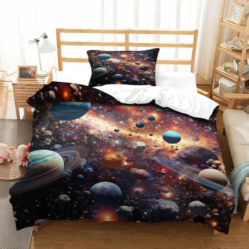 Parure de lit 135x200 cm planet en microfibre douce avec fermeture éclair - 4