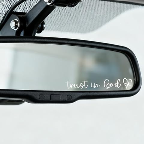4PCS Trust in God Rearview Mirror Sticker, Christian Car Accessories, Car Stickers and Decals for Women, Cute car stickers, Mirror Decals, Valentines Day Gifts for Her,Fits for Women Drivers (白色)