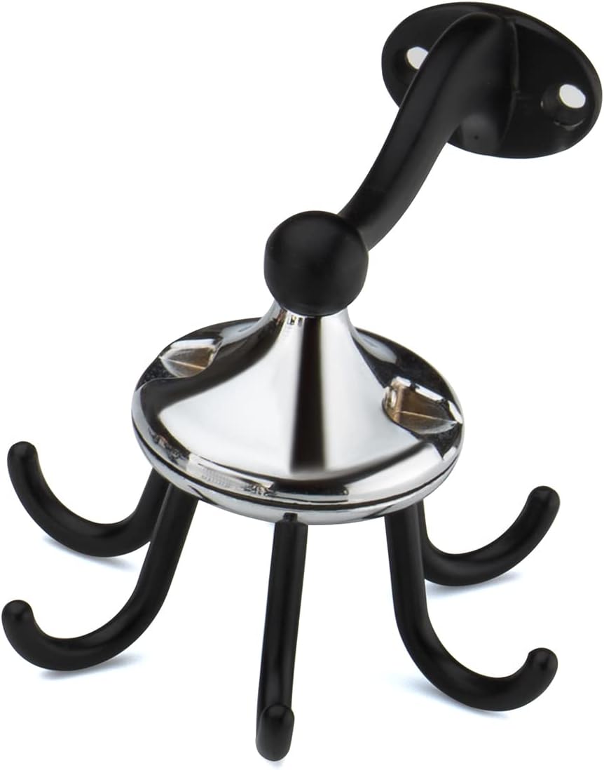 Eye Berry I360 Rotating Hook Kitchen Utensil Holder - Wall Mount 360° Utility Hooks for Spoons and Utensils (Chrome Black)