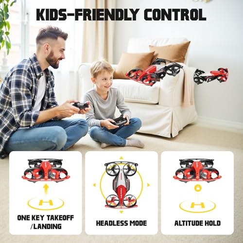 Drones for Kids 8-12, Mini Indoor Drone with 24 Piece Track Set, 2 in 1 RC Quadcopter & Flying Car Toys for Age 10-14 Boys with Jump Fly, Land Mode, Railcar Race,360 Flips,2 Batteries,Altitude Hold - Image 6