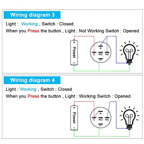 Jiqi Latching Push Button Switch 22Mm 3A Ring Led 12V-24V Black Metal Pushbutton Switch 1No 1Nc Self-Locking Waterproof Aluminum Shell With Wire Socket Plug 5/8''(Yellow,Pack Of 2) #TOP6