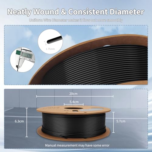 Image of 3DHoJor 3D Printing Filament Basic PLA Filament Bundle 1.75mm 1kg*2 Cardboard Spool Dimensional Accuracy + /- 0.03 mm Fit Most 3D FDM Printer -Black