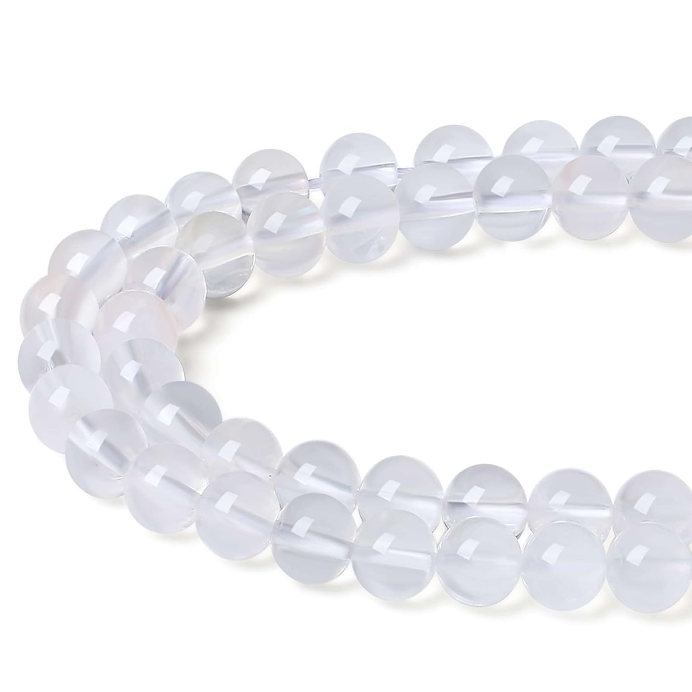 XIANNVXI 8mm Round Loose Clear Quartz Beads for Jewellery Making Stone Gemstone Beads for Crafting 47 Pcs