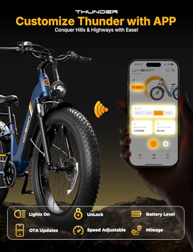 Jasion Thunder/PRO/ST Electric Bike,2000W/1800W Peak Ebikes for Adults,26”Fat Tire Best Ebike for Men,90/80 Miles with 1040Wh/864Wh Battery,35/30+MPH Max Speed Bicycles,500/400LB Capacity