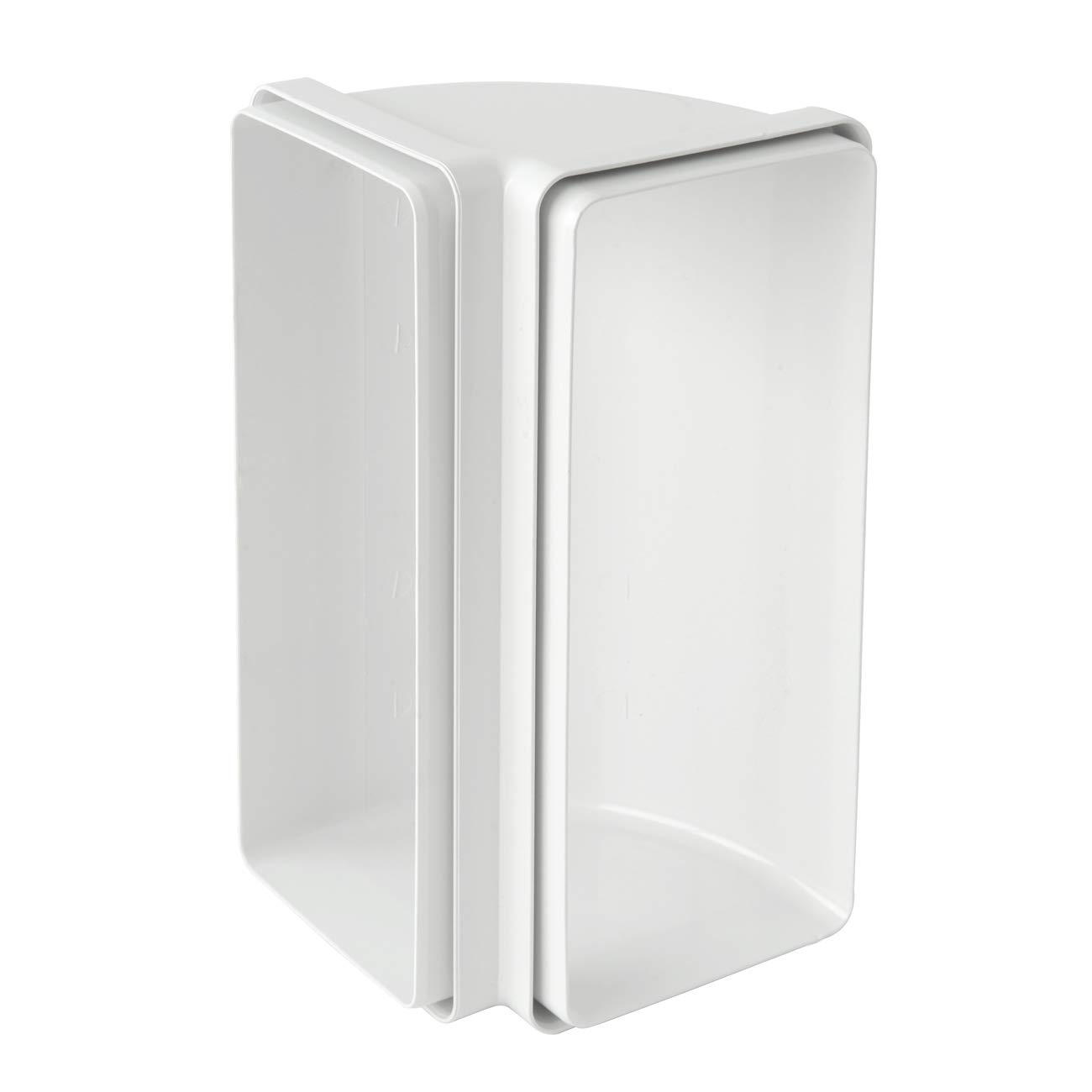 La CCV229B pionowy wygięty 220 x 90 mm ABS z wkładkami F/F do prostokątnych rur kolor biały