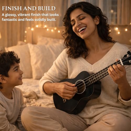 Image of Vault UK-003 Concert Colourful Ukulele 23 inch With Gig Bag - Black