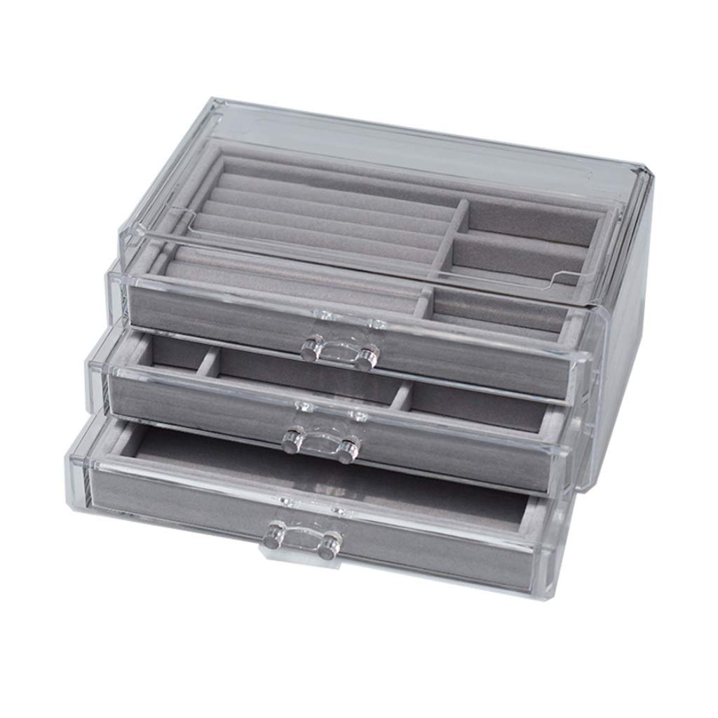 Scatola portaoggetti in plastica Grigia, portaoggetti in Stile cassetto, Collana, Orecchini e Organizer in Stile Semplice