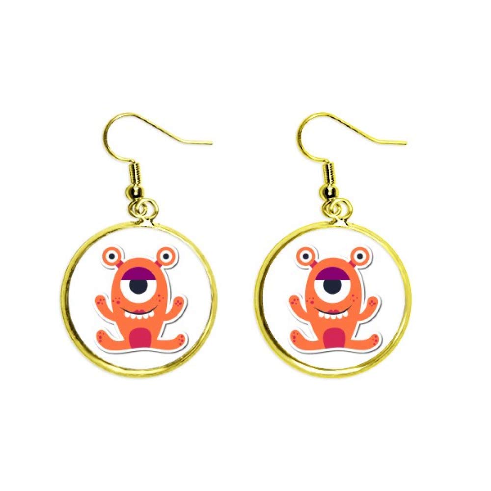 Pendientes de monstruo naranja extraterrestre con baño de oro para mujer 2