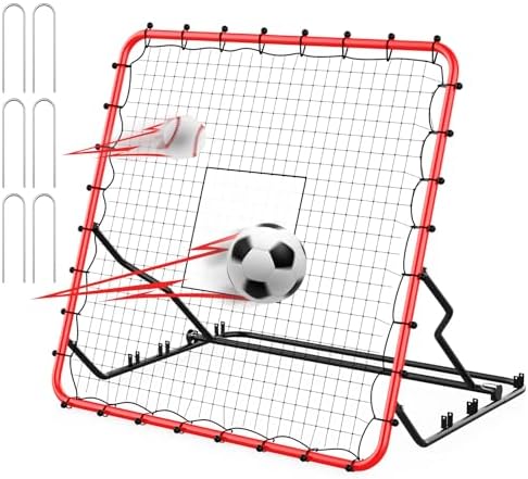 Baseball Rebounder ,4x4.5FT Soccer Rebounder with 4 Adjustable An...