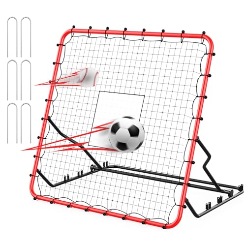 Baseball Rebounder,4x4.5FT Soccer Rebounder with 4 Adjustable Angles, 28 Bungee Cords to Adjust