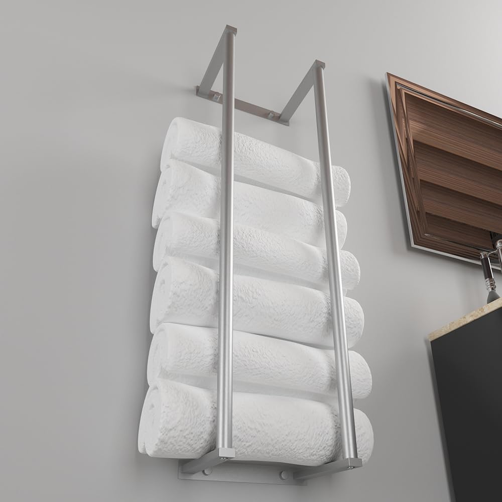 NEWRAIN Handtuchhalter Aus Edelstahl – Wandmontage, Gebürstetes Nickel, Für Bis Zu 6 Handtücher