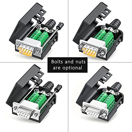 Juxinice 2Packs Db9 Serial Adapters No Soldering Needed. D-Sub 9-Pin Rs232 Rs485 Adapter To Terminal Connector Signal Module With Bolts Nuts And Screwdriver (1Pcs Male+1Pcs Female) #TOP4