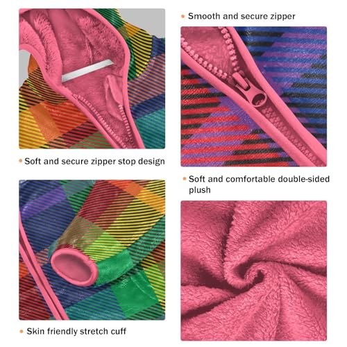 GuoChe Rainbow Plaid Sherpa Jacket3