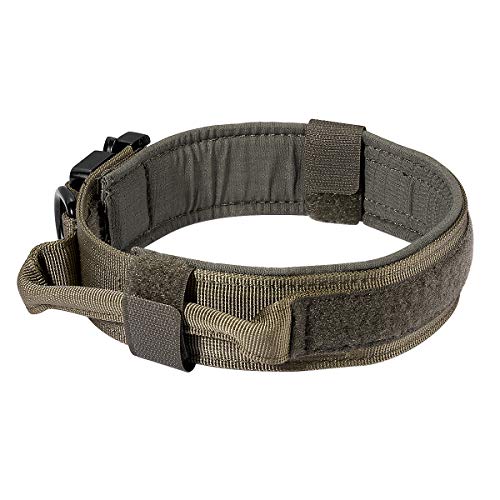 Motusamare Tactical Dog Collar Adjustable Military Training Collars with Control Handle Quick Release Metal Buckle 1.5  (Ranger Green, L)