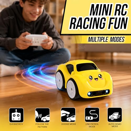 Image of Zest 4 Toyz Remote Control Car for Kids | 4x4 Drift RC Car | 2.4GHz Remote Control Rechargeable RC Car | Sensor & Manual Control | Sound & Music | Type-C Charging | Follow Escape Dodge Mode - Yellow