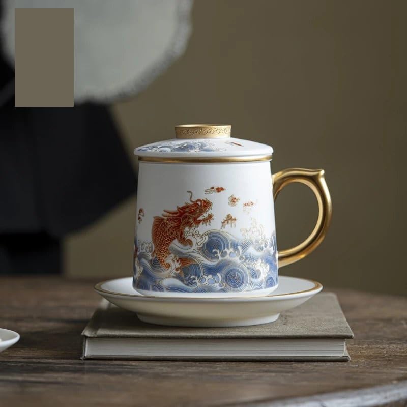 Tasse à thé Tasse à thé en céramique avec Couvercle, Filtre, Tasse de séparation d'eau de thé, Tasse à thé de Bureau, Tasse d'accueil for la Maison Tasses à thé réutilisables