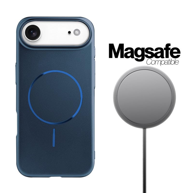 Image of AIBEX Ultra-Thin Mag-Saf Back Cover Case Compatible with iPhone 17 AIR| Slim Fit Scratch-Resistant Matte | Magnetic Wireless Charging | Microfibre Lining | Camera Protection (PC Material) - Dark Blue