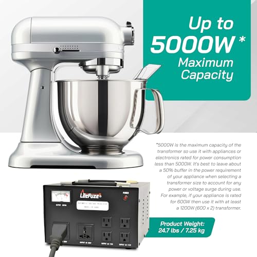 5000 Watt Voltage Transformer Converter with Builtin Regulator - Step Up/Down - 110V/220V - Circuit Breaker Protection [5-Years Warranty]2