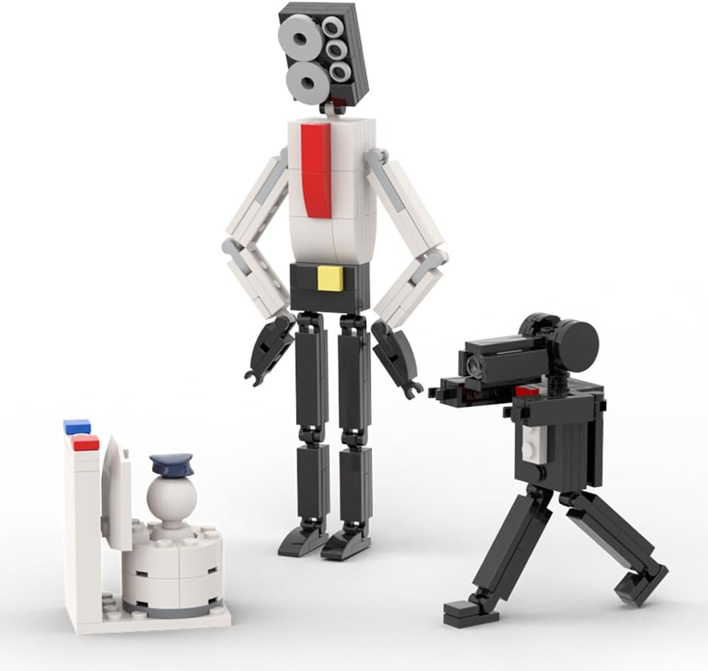 The Skibi Toilet Action Figure Building Block Sets, Hot Video Characters Toilet with Cameraman Speakerman Game Model Toys Collectible Building Bricks Birthday Gift for Kids Adults Fans (172 Pieces)