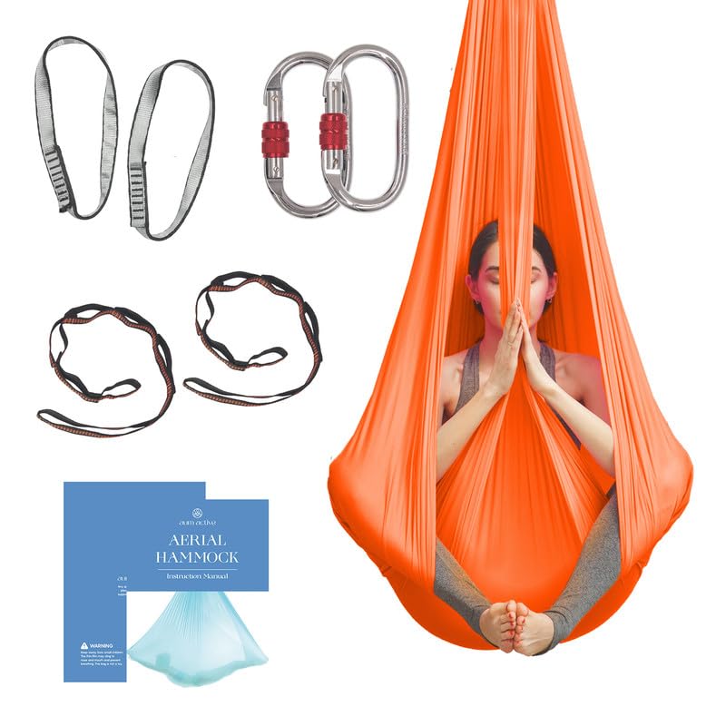 Aum Active Silk Aerial Yoga Swing & Hammock Kit for Improved Yoga Inversions, Flexibility & Core Strength (Orange) (B077S9CCSC) Amazon Price History, Amazon Price Tracker