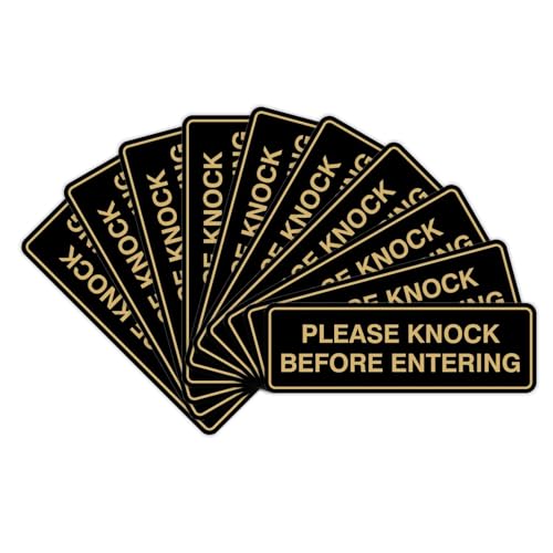 Standard Please Knock Before Entering Sign - Brushed Gold - Small 10 Pack