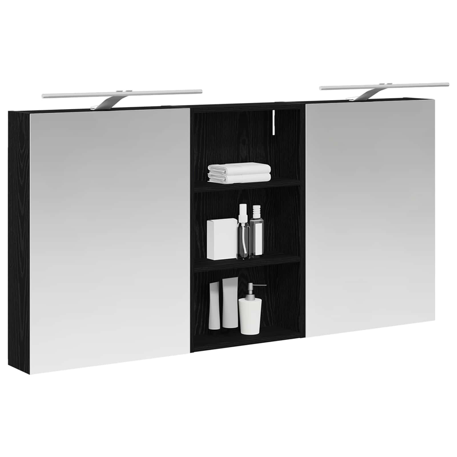 Zestaw mebli łazienkowych 3-częściowy 140 x 145 x 70 cm materiał drewnopochodny z LED i 2-drożnym lustrem